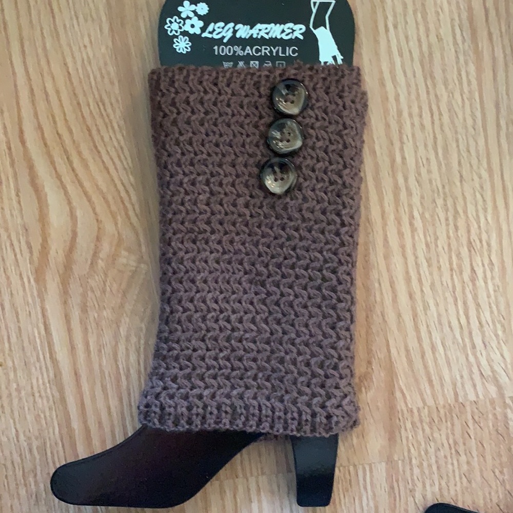 KNIT LEG WARMERS/BOOT CUFFS-BROWN